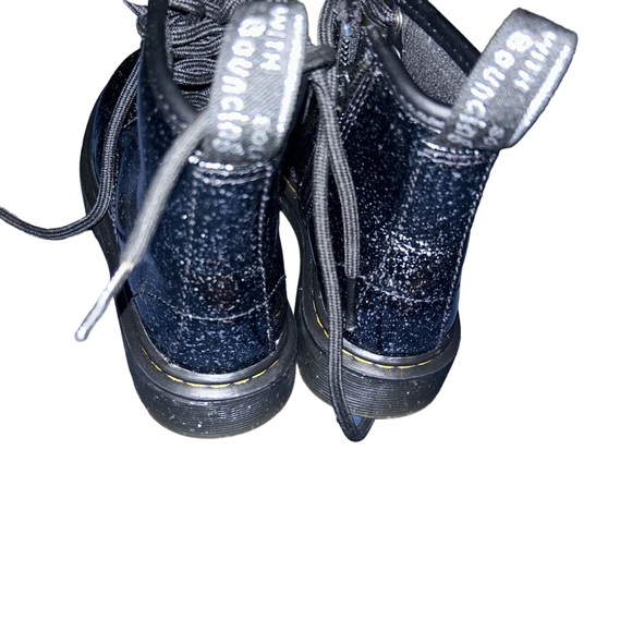 Girls dr martens black blue glitter 1460 boots size 12 kid doc side zip combat - Picture 3 of 4